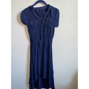 IZ byer Blue Button Pockets Dress Small Maxi Stretchy fairy whimsical Y2k 90s